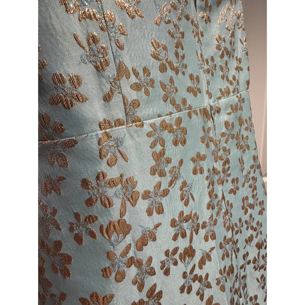 Lilly Pulitzer Carlynn Maxi Dress 10 Blue Metallic Floral Strapless Bow Cocktail - Picture 8 of 16